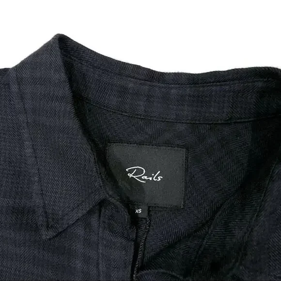 Rails Bianca Shirtdress In Charcoal Shadow Size XS NWT Front Button Long Sleeves - Picture 12 of 13